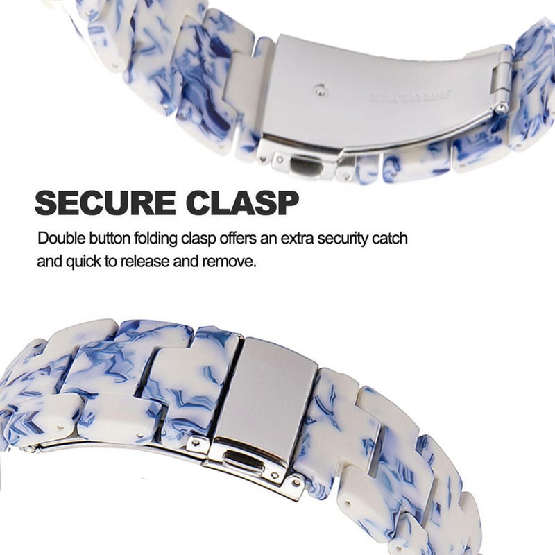 DEALELE Bands Compatible with Samsung Galaxy Watch 7 / FE / 6/6 Classic / 5/5 Pro / 4/4 Classic / 3 41mm, 20mm Colorful Resin Replacement Strap for Huawei GT3 42mm Women Men (Blue and White) - Image 3